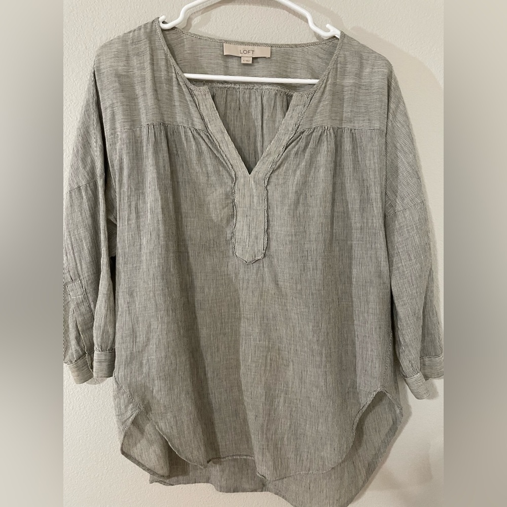 Loft grey stripe blouse
